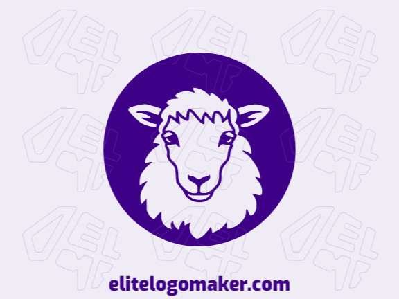 Logotipo criativo com a forma de uma ovelha roxa com design memorável e estilo ilustrativo, a cor utilizada é roxo.