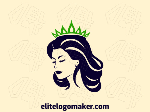 Crie um logotipo ideal para o seu negócio com a forma de uma rainha com estilo abstrato e cores customizáveis.