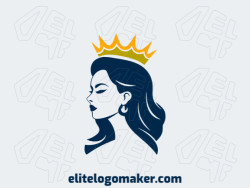 Create a memorable logo for your business in the shape of a queen with a crown with abstract style and creative design.