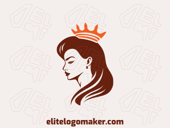 Vector logo in the shape of a queen with an abstract design with brown and orange colors.