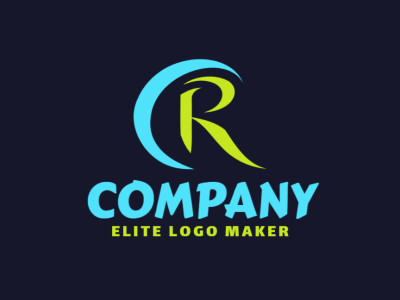 Un logotipo dinámico con la letra 'R' en verde y azul, capturando la esencia de innovación y profesionalismo para una empresa visionaria.