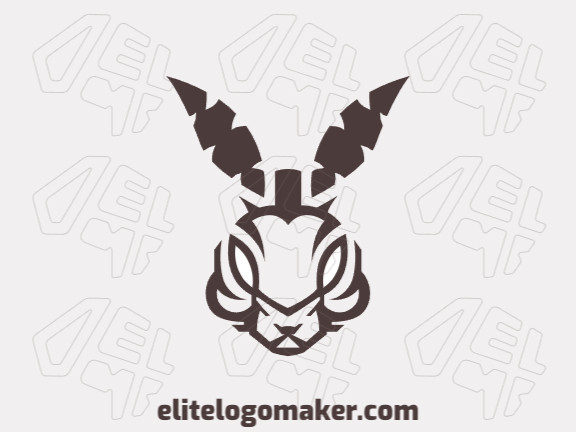Customizable logo in the shape of a rabbit composed of a symmetric style and brown color.