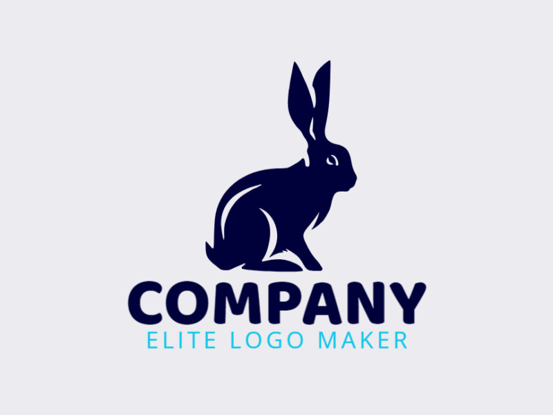 Logotipo abstrato com formas sólidas formando um coelho com design refinado e cor preto.