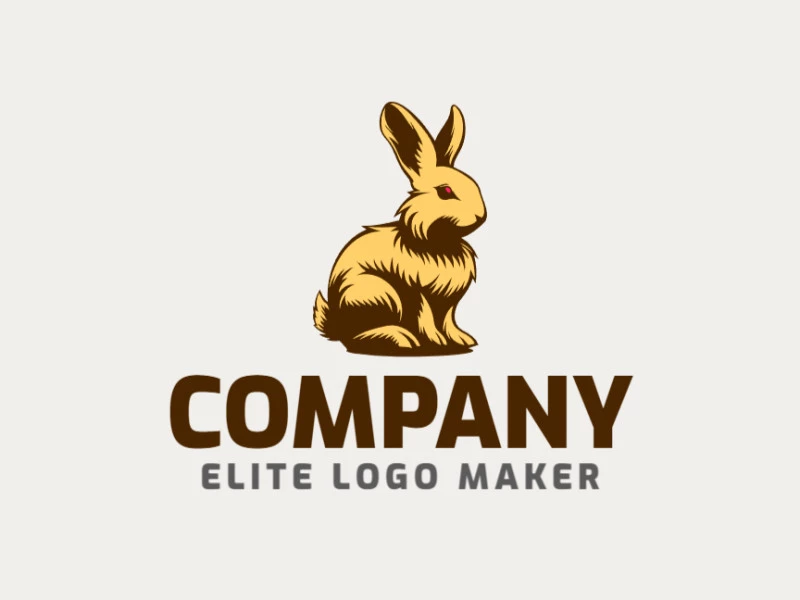 An illustrative rabbit logo design bursting with charm and vitality, in a delightful palette of brown, pink, and yellow.