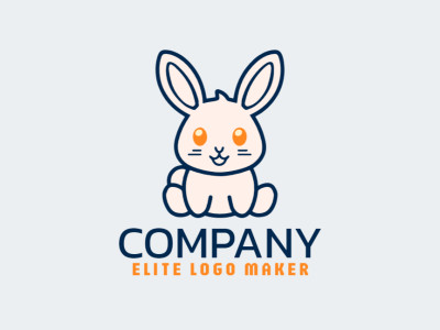 A creative mascot logo featuring a rabbit in orange, beige, and dark blue, perfect for representing energy and playfulness.