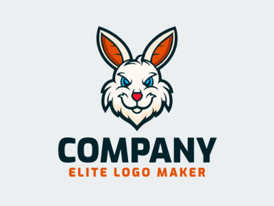 A creatively crafted logo featuring a charming rabbit, adorned with a palette of blue, orange, red, beige, and dark blue, evoking playfulness and energy.