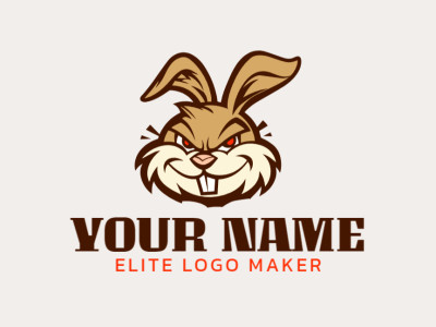 Un logotipo de mascota con un conejo en marrón y beige, que simboliza la creatividad y las ideas frescas.