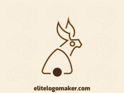 Simple logo composed of abstract shapes forming a rabbit with the color brown.
