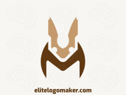 Vector logo in the shape of a rabbit with a minimalist design with brown and beige colors.