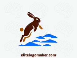 Bring a touch of whimsy to your brand with this abstract logo of a rabbit and a cloud in blue and brown. Ideal for businesses related to nature, creativity, and imagination.