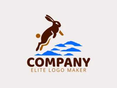 Bring a touch of whimsy to your brand with this abstract logo of a rabbit and a cloud in blue and brown. Ideal for businesses related to nature, creativity, and imagination.