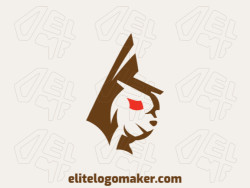 Vector logo in the shape of a rabbit head with an abstract design, with brown and red colors.