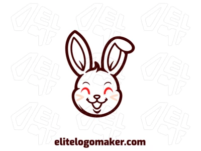 Um logotipo empresarial com uma cabeça de coelho em uma ilustração simples, projetado no estilo mascote para um visual amigável e profissional.