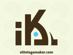 Logo with creative design, forming a rabbit combined with a letter "K", with minimalist style and customizable colors.