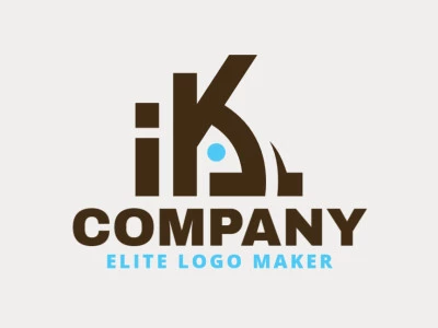 Logotipo com design criativo formando um coelho combinado com uma letra "K", com estilo minimalista e cores customizáveis.