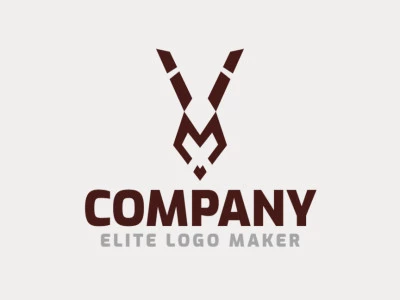 Crie seu logotipo online com a forma de um coelho combinado com uma letra "M" com cores customizáveis e estilo abstrato.