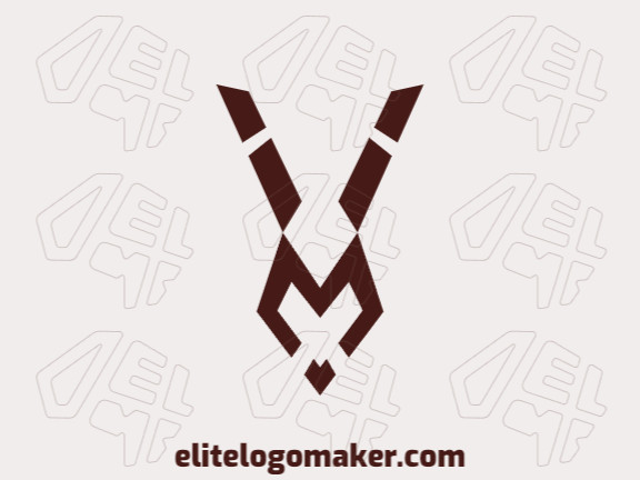 Crie seu logotipo online com a forma de um coelho combinado com uma letra "M" com cores customizáveis e estilo abstrato.