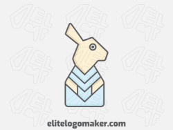 Mascot logo in the shape of a rabbit combined with an envelope, the colors used are gray, yellow, and blue.