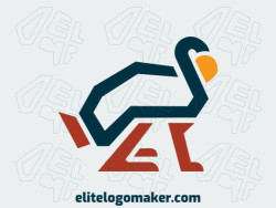 Logo available for sale in the shape of a rabbit combined with a snake and a pelican with double meaning style.