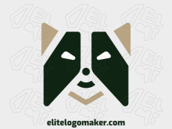 Create your own logo in the shape of a raccoon with a minimalist style with brown and black colors.