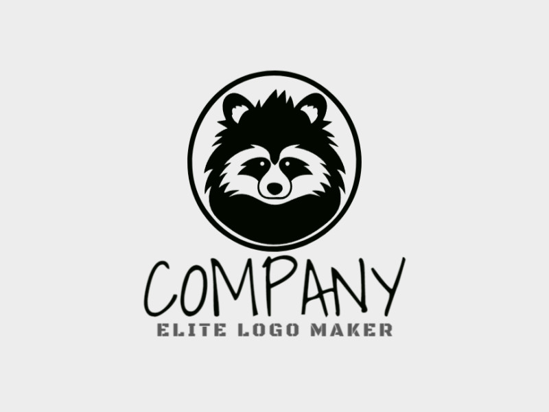 Create an ideal logo for your business in the shape of a raccoon with symmetric style and customizable colors.