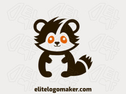 The mascot logo has solid shapes forming a raccoon with a refined black and dark orange design.