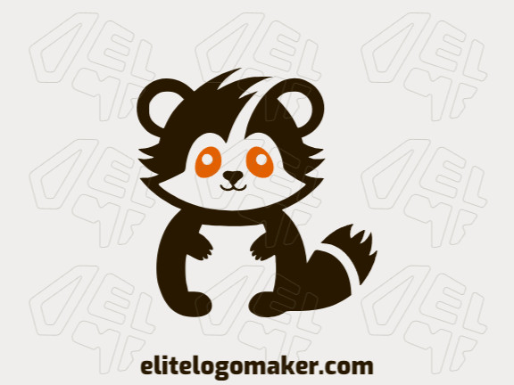 The mascot logo has solid shapes forming a raccoon with a refined black and dark orange design.