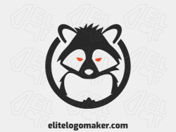 Create a vectorized logo showcasing a contemporary design of a raccoon and circular style, with a touch of sophistication with orange and black colors.