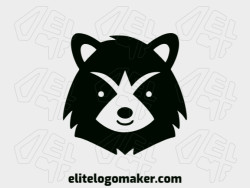 Template logo in the shape of a raccoon with a childish design and black color.