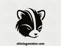 Professional logo in the shape of a raccoon with a minimalist style, the color used was black.