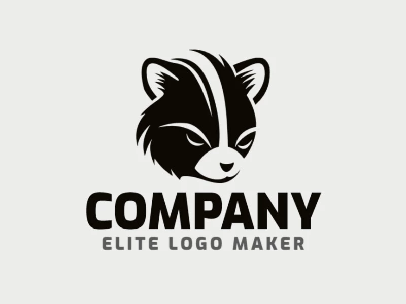 Logotipo profesional en forma de un mapache con un estilo minimalista, el color utilizado fue el negro.