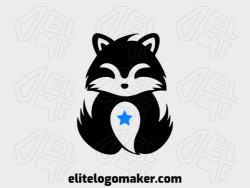 Vector logo in the shape of a raccoon with a simple style with blue and black colors.