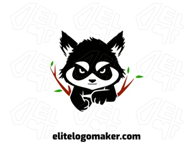 Diseño de logotipo creativo con un mapache combinado con ramas de árboles en estilo simple, creando una identidad visual única e inspirada en la naturaleza.
