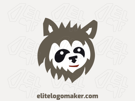 Abstract logo with a refined design forming a raccoon head with black and brown colors.