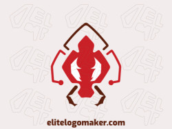 Create a memorable logo for your business in the shape of a red ant with symmetric style and creative design.