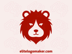 Customizable logo in the shape of a red bear head with creative design and childish style.