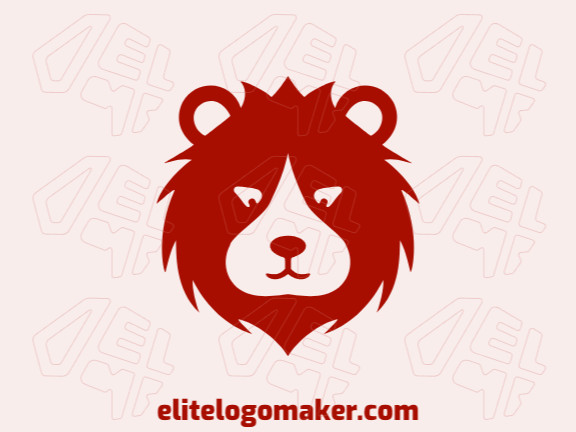 Customizable logo in the shape of a red bear head with creative design and childish style.