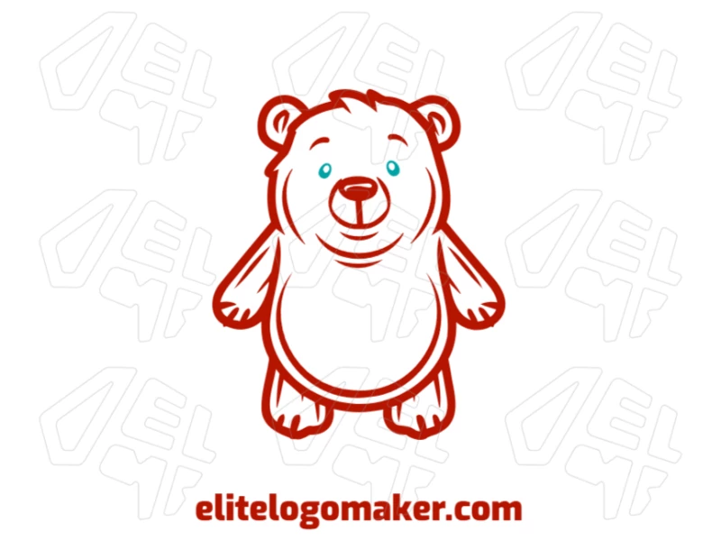 The red bear with an interesting design in an animal style creates an editable and customizable logo, perfect for various uses.