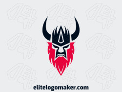 Logotipo simétrico com design refinado, formando uma barba vermelha com as cores vermelho e preto.