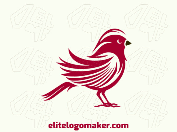 Um logotipo abstrato animado de um pássaro vermelho com cores pretas e vermelhas. Simbolizando criatividade e entusiasmo, com certeza deixará uma boa impressão!