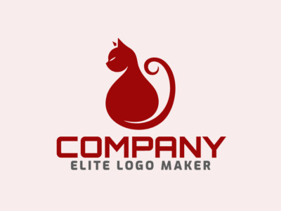 A minimalist logo featuring a red cat silhouette for a sleek and modern look.