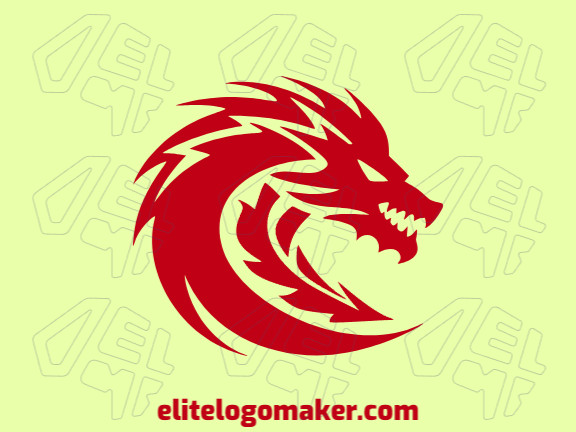 Logotipo com a forma de um dragão vermelho com a cor vermelho, esse logotipo é ideal para diferentes áreas de negócio.