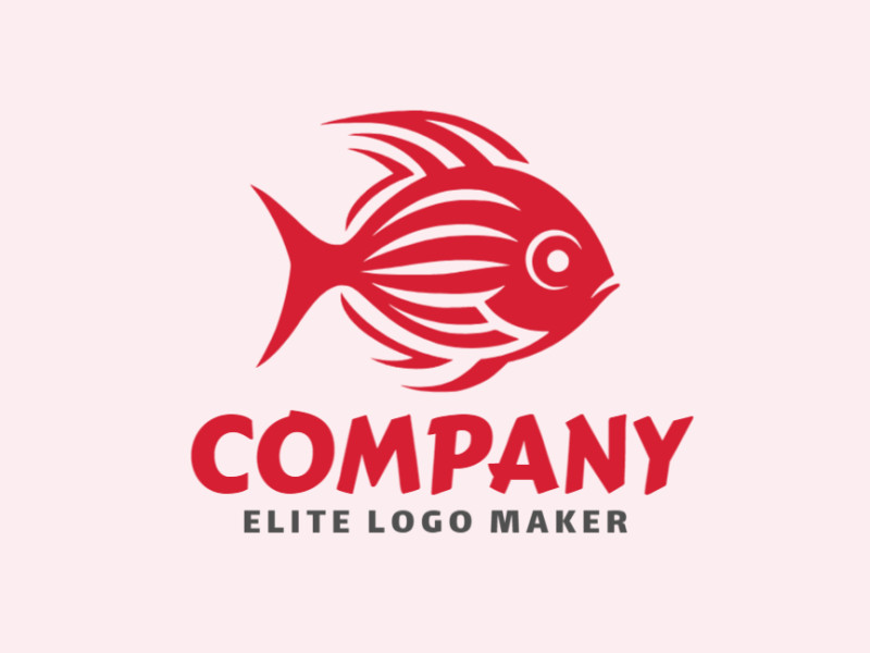 Logotipo profissional com a forma de um peixe vermelho com design criativo e estilo abstrato.