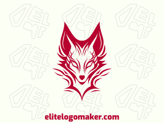 Logotipo customizável com a forma de uma raposa vermelha com design criativo e estilo simétrico.