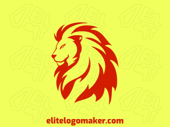 Logotipo customizável com a forma de um leão vermelho composto por um estilo mascote e cor vermelho.
