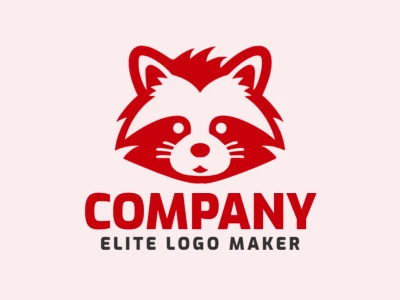 Logotipo listo para venta en forma de un panda rojo con diseño infantil y color rojo.