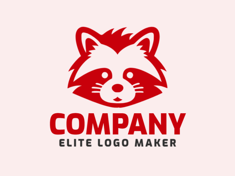 Logotipo disponível para venda com a forma de um panda vermelho com design infantil e cor vermelho.