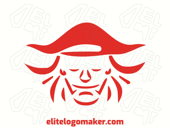 Logotipo profissional com a forma de um pirata vermelho com design criativo e estilo abstrato.