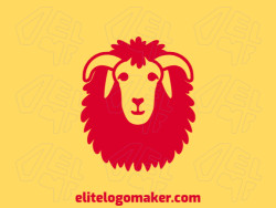 Logotipo vetorial com a forma de uma ovelha vermelha com design animal e cor vermelho.