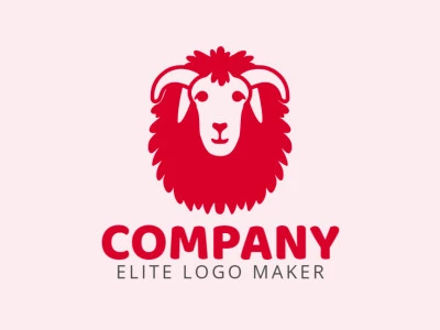 Vector logo in the shape of a red sheep with animal design.